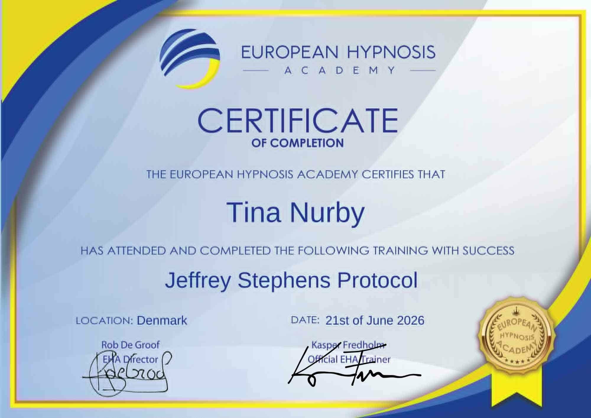 jeffrey stephens 10 trins diplom til Tina Nurby jeffrey stephens 10 trins diplom til Tina Nurby